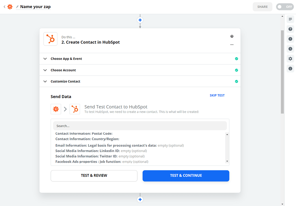 Zapier app paso 9